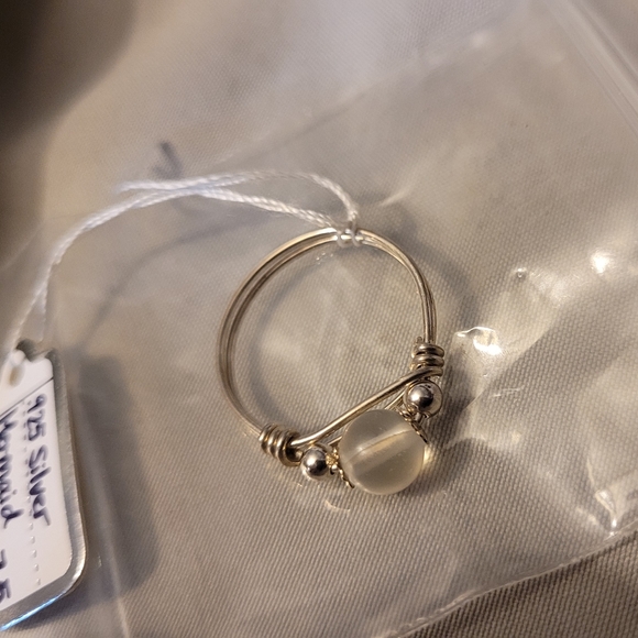 Handmade ladies mermaid glass .925 sterling silver ring - size 7.5 - Picture 6 of 6